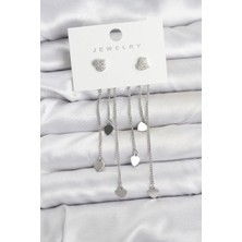 Shopwave Kalp Model Gümüş Renk Pirinç Sallantılı Kadın Küpe - TJ-BKP11470