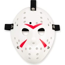 Ayder Timya Beyaz Renk Kırmızı Çizgili Tam Yüz Hokey Jason Maskesi Hannibal Maskesi TG/TMYA1395 207843