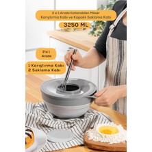 Heredot Katlanabilir Silikon Gri Mikser Karıştırma Çırpma Saklama Kabı 3,25 Lt MIT1285