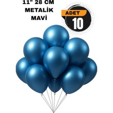 Festilo 11 Inc 28 cm Mavi Metalik Balon 10 Adet Doğum Günü Kutlamaları İçin Şık Süsler