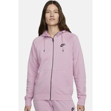Nike Sportswear Essential Fleece Full Zip Hoodie Kadın Kapüşonlu Sweatshirt Pembe