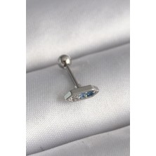 Shopwave 316L Çelik Gümüş Renk Mavi Zirkon Taşlı Tragus Piercing - TJ-PR1285