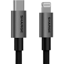 Sharge Örgülü Usb-C To Lightning 20W Apple Mfi Sertifikalı Konnektör C94 Çipli Hızlı Şarj ve 480 Mbps Veri Kablosu