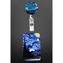 Stormistoretr Yıldızlı Gece Desenli Yoyo Kartlık ve Uv Baskılı Sert Kartlık Seti – Şık Yaka Kartı Askısı