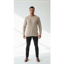 Nakşi Giyim Erkek Çizgili Bisiklet Yaka Triko Kazak