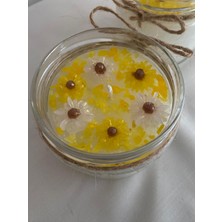 MumKusag Papatya Süslemeli Tasarım Cam Kavano Mum