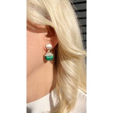 Zirkon Taşlı Yeşil Küpe