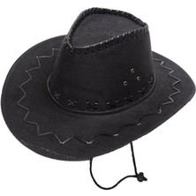 Ayder Timya Bağcıklı Çocuk Boy Nubuk Süet Kovboy Şapkası Siyah Renk TG/Tmya1395 209024