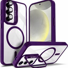 Kip GSM Samsung Galaxy S24 Kılıf Magsafe Şarj Destekli Kamera Lens Koruyucu Hediyeli Açılır Standlı Kapak