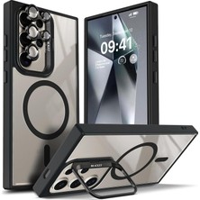 Kip GSM Samsung Galaxy S24 Ultra Kılıf Magsafe Şarj Destekli Kamera Lens Koruyucu Hediyeli Açılır Stand Kapak