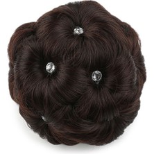 TeknoKapsül Taşlı Topuz Toka / Koyu Kahve