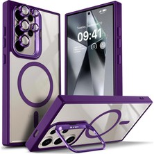 Kip GSM Samsung Galaxy S23 Ultra Kılıf Magsafe Şarj Destekli Kamera Lens Koruyucu Hediyeli Açılır Stand Kapak