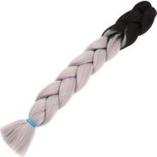 TeknoKapsül Afrika Örgülük Sentetik Ombreli Saç 100 Gr. / Siyah / Orta Ton Gri