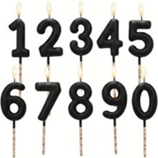 12 cm Siyah Pasta Üstü Rakam Mum