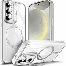 Kip GSM Samsung Galaxy S25 Kılıf Magsafe Şarj Destekli Kamera Lens Koruyucu Hediyeli Açılır Standlı Kapak