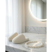 AdNovasam Lohusa Terlik Taç Seti-Incili Taç Havlu Terlik Set-Krem Renk (KALIBI DAR 1 NUMARA BÜYÜK TERCİH EDİNİZ)