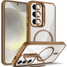 Kip GSM Samsung Galaxy S25 Fe Kılıf Magsafe Şarj Destekli Kamera Lens Koruyucu Hediyeli Açılır Standlı Kapak