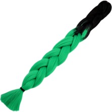 TeknoKapsül Afrika Örgülük Sentetik Ombreli Saç 100 Gr. / Siyah / Zümrüt Yeşili