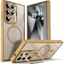 Kip GSM Samsung Galaxy S25 Ultra Kılıf Magsafe Şarj Destekli Kamera Lens Koruyucu Hediyeli Açılır Stand Kapak