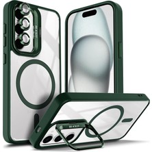 Kip GSM Samsung Galaxy S24 Fe Kılıf Magsafe Şarj Destekli Kamera Lens Koruyucu Hediyeli Açılır Standlı Kapak