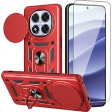 Kip GSM Xiaomi Redmi Note 14 Pro Plus 5g Ekran Koruyucu+Kılıf Sürgülü Yüzüklü Standlı Darbe Emici Tank Kapak