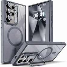 Kip GSM Samsung Galaxy S24 Ultra Kılıf Magsafe Şarj Destekli Kamera Lens Koruyucu Hediyeli Açılır Stand Kapak