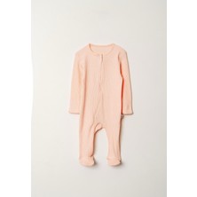 Bubito Gizli Fermuarlı Tam Ayaklı Pamuklu Bebek Tulum-Pembe