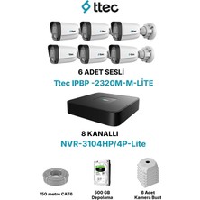 Ttec 2MP Sesli IP Güvenlik Kamera Seti (6 Kameralı + NVR Kayıt Cihazı + 500GB HDD)