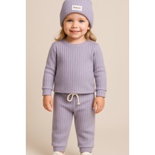 Bubito Şapkalı Bebek&çocuk Alt Üst 3'lü Takım-Lila