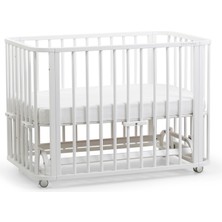 Ege Baby Beyaz Ahşap 4in1 Beşik + Junior - Katlanabilir, Tekerlekli, Montessori 70X110 cm