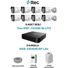 Ttec 2MP Sesli IP Güvenlik Kamera Seti (8 Kameralı + NVR Kayıt Cihazı + 500GB HDD)