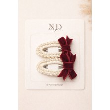 Nuviera Design Ada & Co. - Pudra Örgü Fiyonk Çıtçıt Toka 2'li Set / Mini