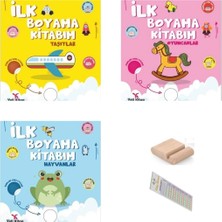 Yeti Kitap Ilk Boyama Kitabım 3 Lü Set 2-4 Yaş - Taşıtlar Hayvanlar Oyuncaklar+Tablet Standı+Okuma Ayracı