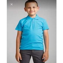 Ümitteks İş Ve Okul Kıyafetleri Açık Turkuaz Penye Okul Lakostu Unısex Çocuk Giyim Unısex Konpak Penye Yakalı Okul Tşörtü