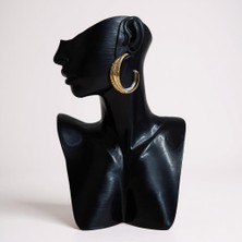 Turuncu House Çift Renk Gold & Gümüş Işlemeli Çelik Halka Küpe