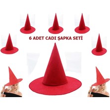 Ayder Timya Kırmızı Renk Keçe Cadı Şapkası Yetişkin Çocuk Uyumlu 6 Adet TG/Tmya1395 210666