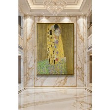 Wallivo Gustav Klimt The Kiss Gold Metal Çerçeveli Kanvas Tablo