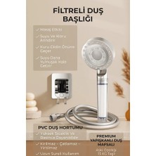Suvia Filtreli Duş Başlığı Masaj Etkili + Pvc Hortum + Yapışkanlı Askı | Klor Arındırıcı, Suyu Yumuşatır