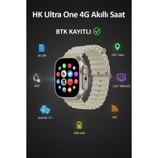 Tekvora Btk Kayıtlı Hk Ultra One 4g Android Akıllı Saat | 2.02” Amoled | Gps | Nfc | Kamera | 1000 Mah |