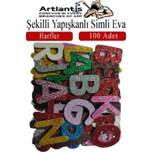 Artlantis Şekilli Simli Eva Yapışkanlı Harfler 100 Lü 1 Paket Kendinden Yapışkanlı Simli Eva Sticker Okul Öncesi Kreş Ana