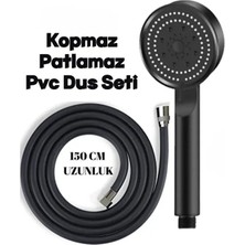 Suvia Fonksiyonlu Siyah Duş Başlığı Seti – Pvc Hortumlu Yüksek Basınçlı Su Tasarruflu