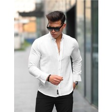 Comstar Erkek A Kalite Keten Slim Fit Uzun Kol Gömlek