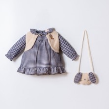 Blumi Kids Pötikare Tavşan Detaylı Kız Çocuk Elbise Seti - Lacivert