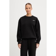 Guess Kadın Aurelia Tam Kalıp Bisiklet Yaka Uzun Kol Logo Detaylı Sweatshirt - Siyah