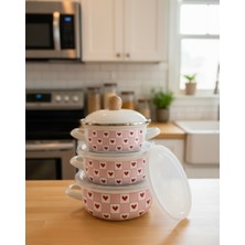 Alev Emaye Emaye Pişir Sakla Tencere Seti 9 Parça