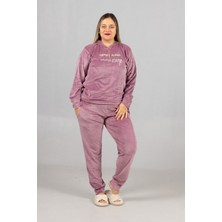 Truva Xxl Premium Kalite Kapşonlu Lila Kadife Takım – 44-54 Beden Arası Şık ve Rahat Kadın Takım