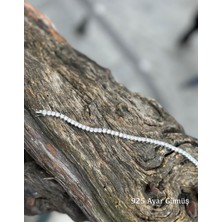 Desing 925 Ayar Gümüş Su Yolu Kadın Bileklik Beyaz Taşlı Işıltılı Zarif Takı 4 mm | 15 gr