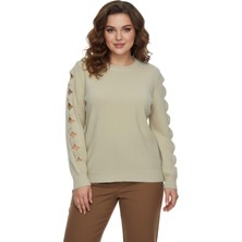 Lavella Kadın Kol Taşlı Modelli Sakallı Triko Kazak BGL-ST05077