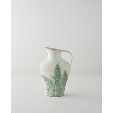 English Home Leafy Stoneware Vazo 28 cm Gri-Yeşil