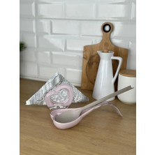 Okyanus Home Çift Baskı Kepçe Kaşık Altlığı ve Peçetelik Pembe